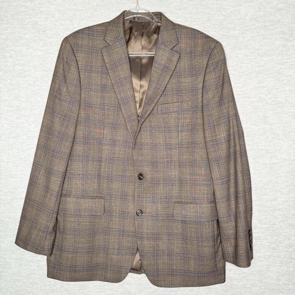 Ralph Lauren LRL Black Label Mens Blazer 42L Sports Coat Jacket Brown Plaid Long